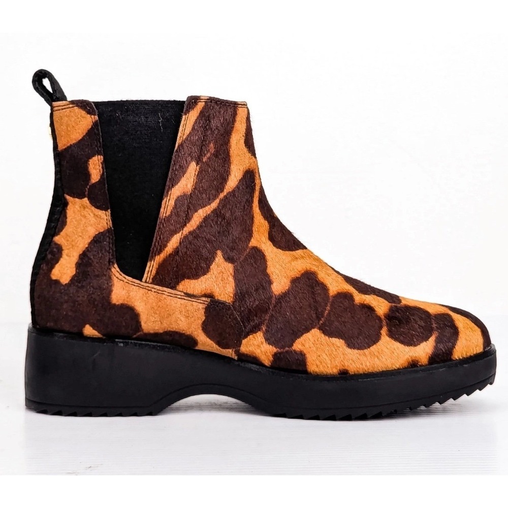 Louise et Cie Women Animal Print Calf Hair Chelsea Boots Brown Black Size 7.5 M